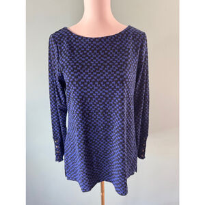 Women's Chico's Top Size M Blue & Black Long Sleeve